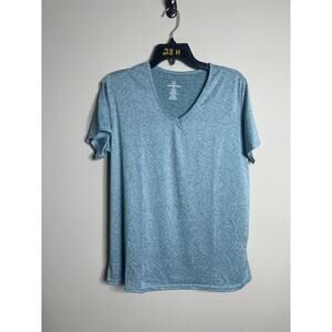 Real Essentials Teal Heathered Vneck Tee XL